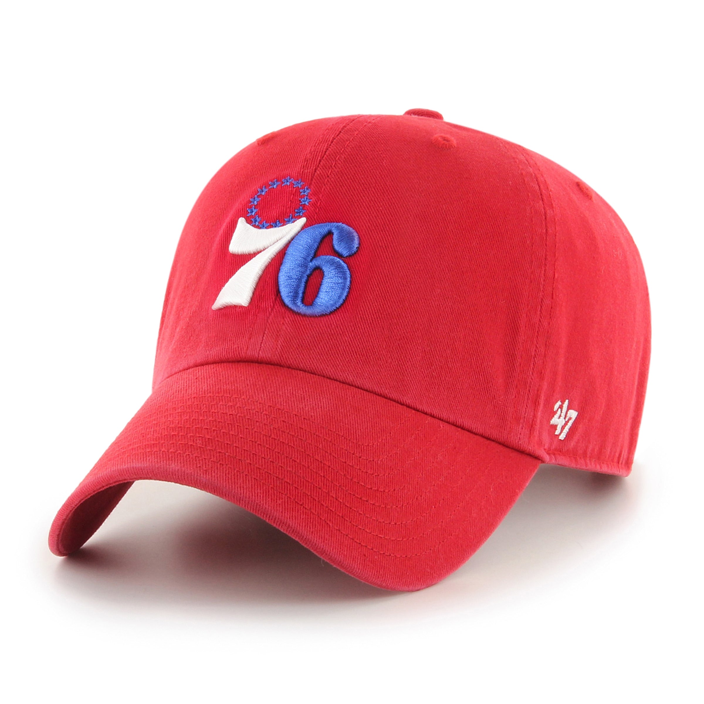 47 Brand Philadelphia 76ers Clean Up Adjustable Snapback Hat - Red - Official NBA Licensed Cap for Men & Women - Perfect for Basketball Games, Streetwear & Casual Outfits