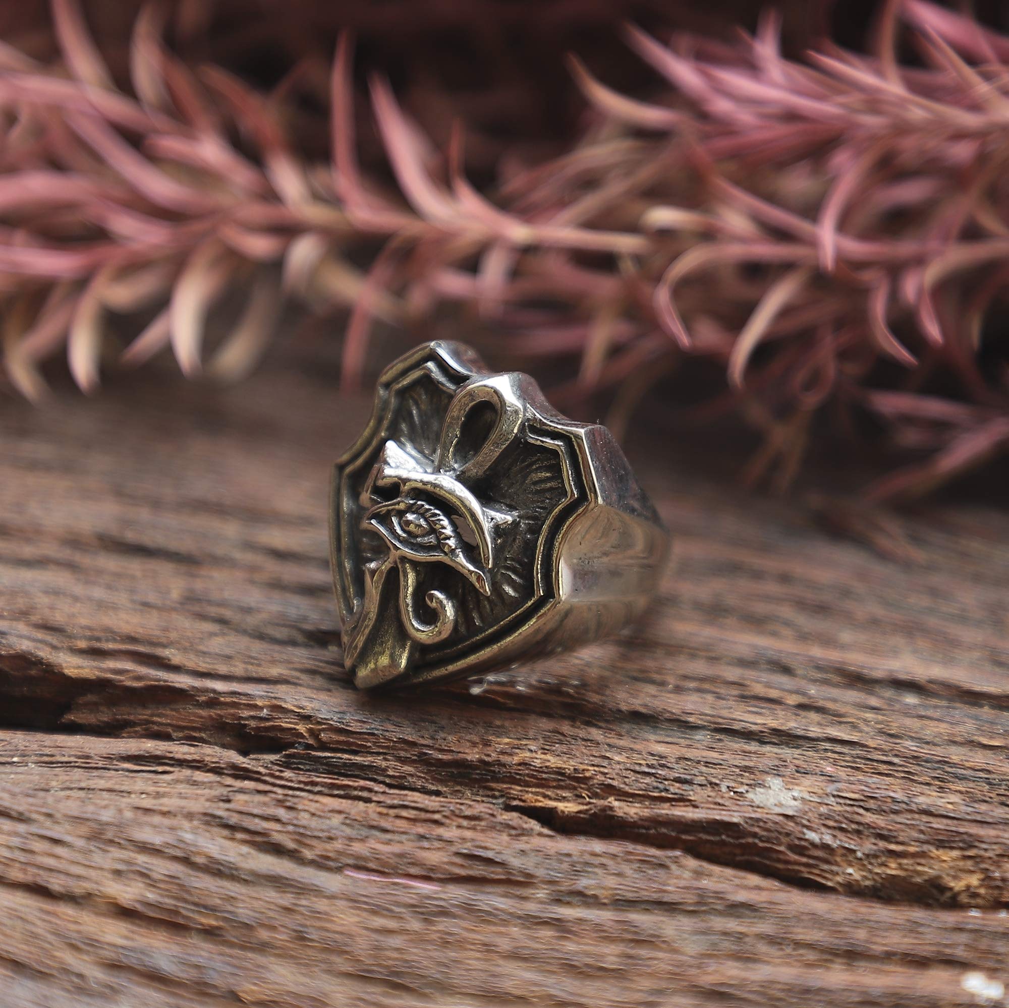 925 Sterling Silver Egyptian Ankh Ring with Anubis - Vintage Gothic Boho Handmade Jewelry for Bikers, Spiritual Seekers & Unique Fashion Lovers - Perfect for Daily Wear, Gift Giving & Occult Symbol Enthusiasts
