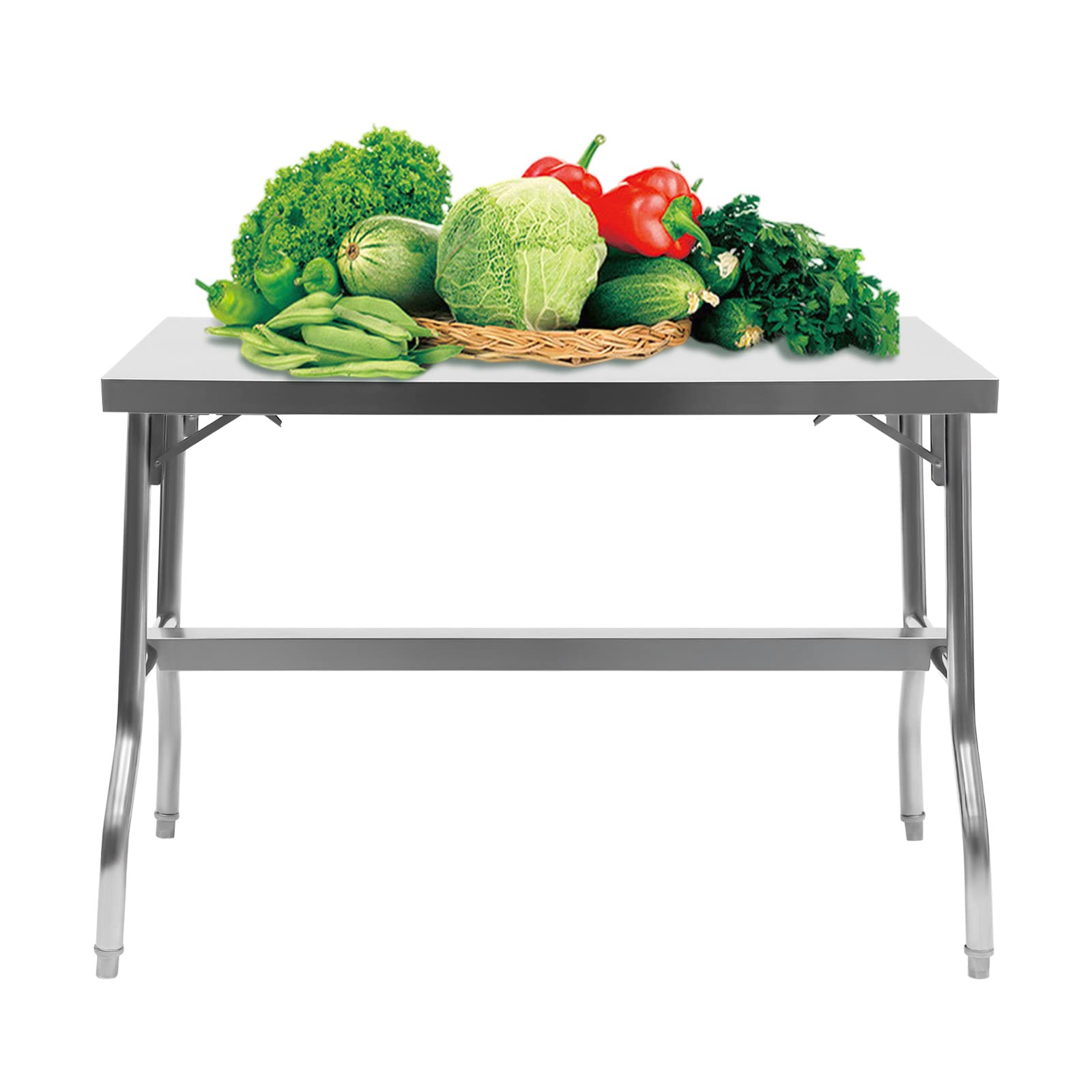Heavy-Duty Stainless Steel Folding Table 48x30 Inch - Commercial Kitchen Prep Table & Work Island with 1102 lbs Capacity - Perfect for Restaurants, Catering, Food Prep & Home Kitchen Use