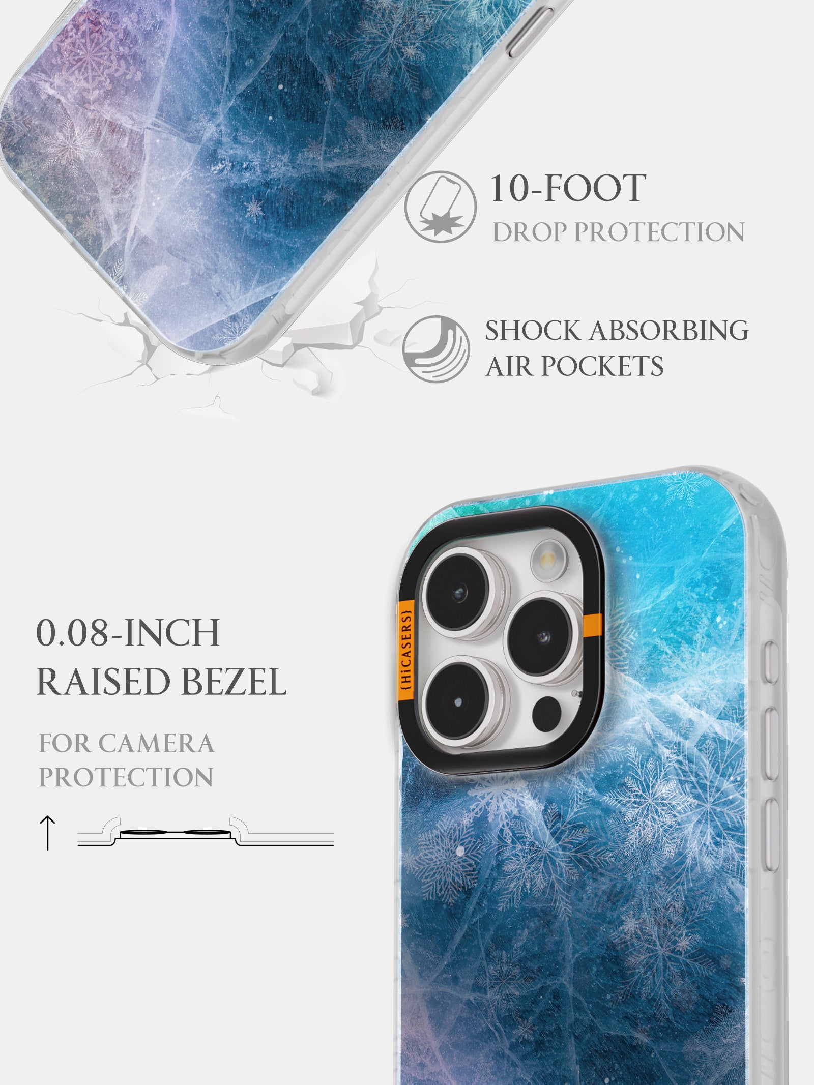 Frosted Pattern Shimmering Phone Case - Icy Blue Protective Cover for iPhone & Samsung | Elegant & Durable for Everyday Use & Special Occasions