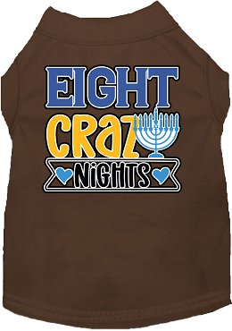 Eight Crazy Nights Screen Print Dog Shirt - Funny Christmas Pet Apparel in Multiple Colors - Perfect for Holiday Parties & Festive Pet Photos