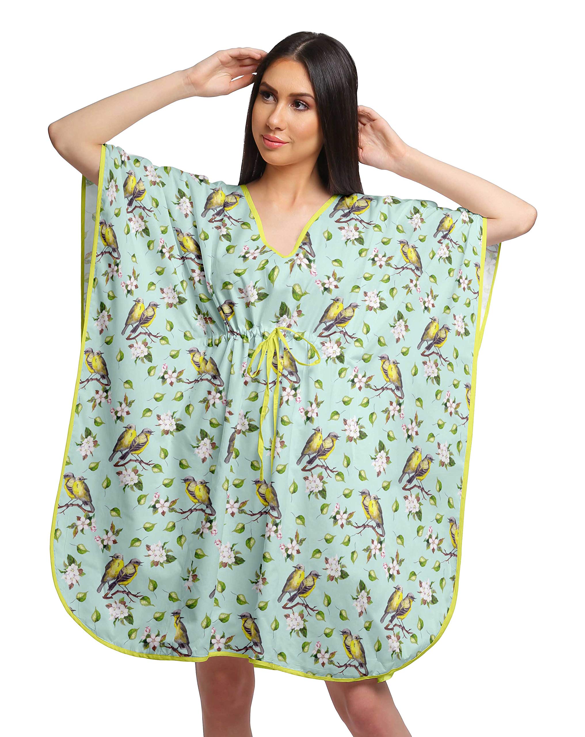 Women's Moomaya Beach Kaftan Dress - Floral Printed Bikini Cover Up, Plus Size Swimwear Coverup for Pool, Vacation & Summer Outfits