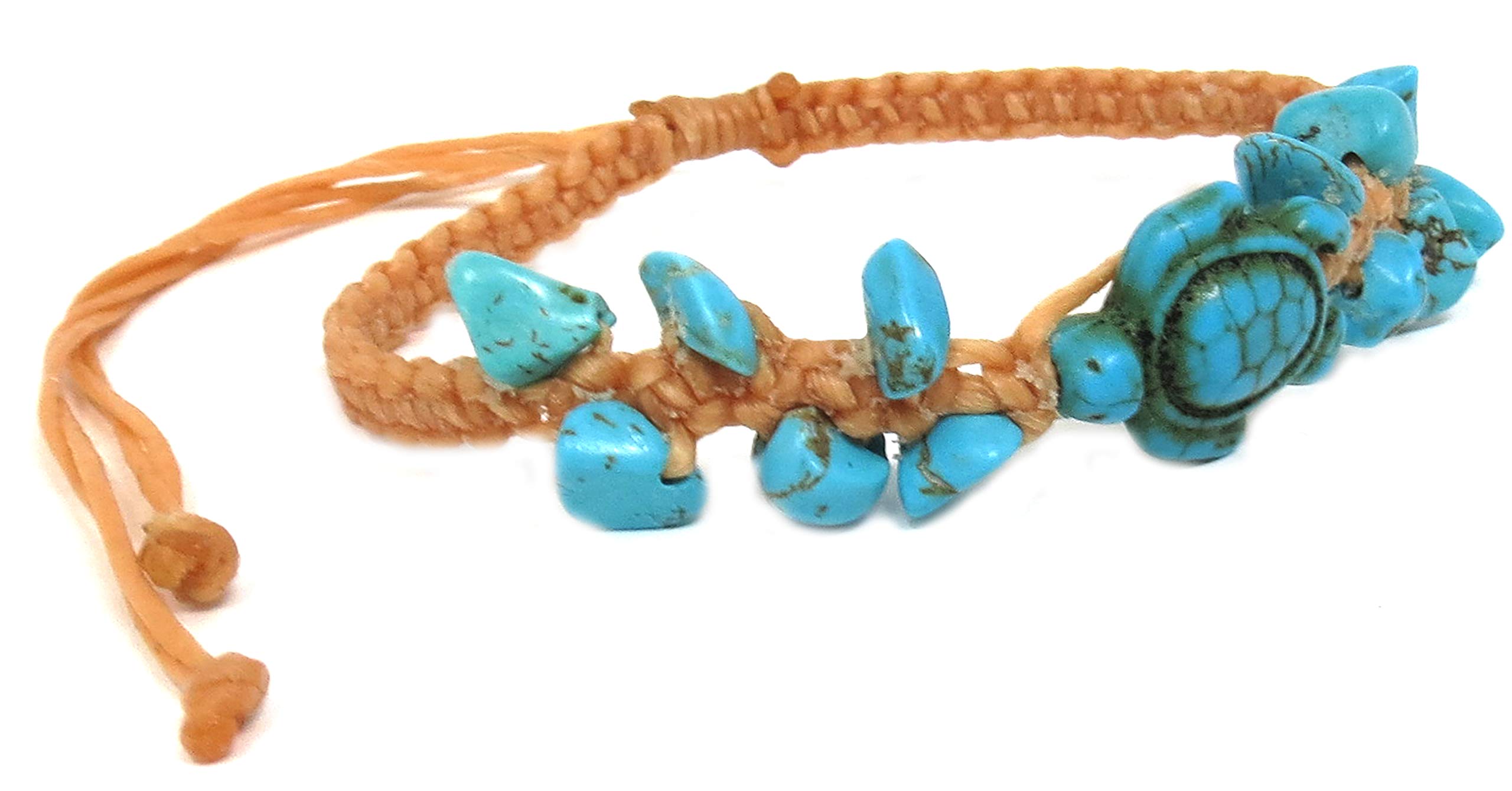 Trendy Hawaiian Sea Turtle Hemp Bracelet with Turquoise Turtle Charm & Starfish - Boho Beach Jewelry for Women - Perfect for Summer Vacations, Beach Parties and Gift Giving
