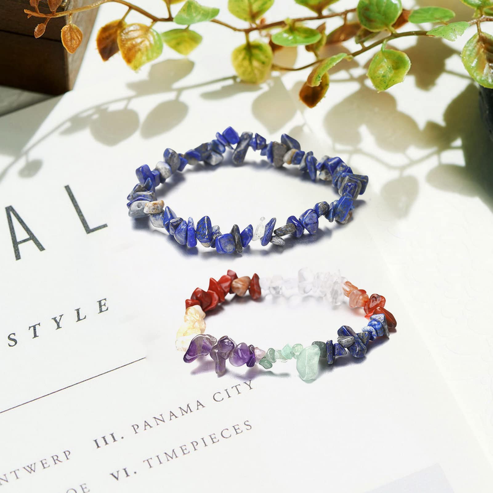 6Pcs Chakra Healing Bracelet for Men & Women - 7 Natural Gemstone Beads Anxiety Relief Meditation Yoga Bracelet - Reiki Energy Balancing, Spiritual Protection & Emotional Wellness - Perfect for Yoga, Meditation & Daily Wear