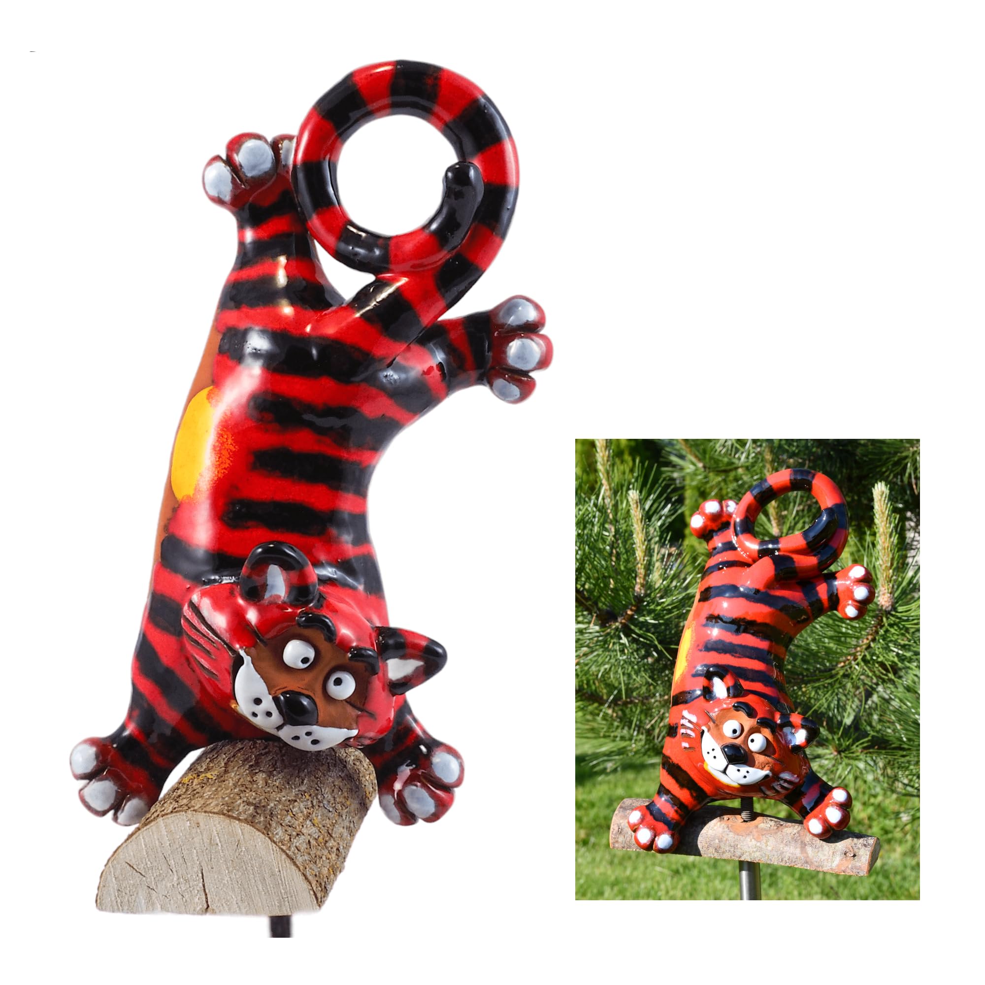 Handmade Frostproof Ceramic Cat Lawn Stake - Unique Outdoor Garden Statue Decor for Women & Men - Perfect Gift for Gardeners & Yard Lovers | Ideal for Patio, Flower Beds & Backyard Decorations