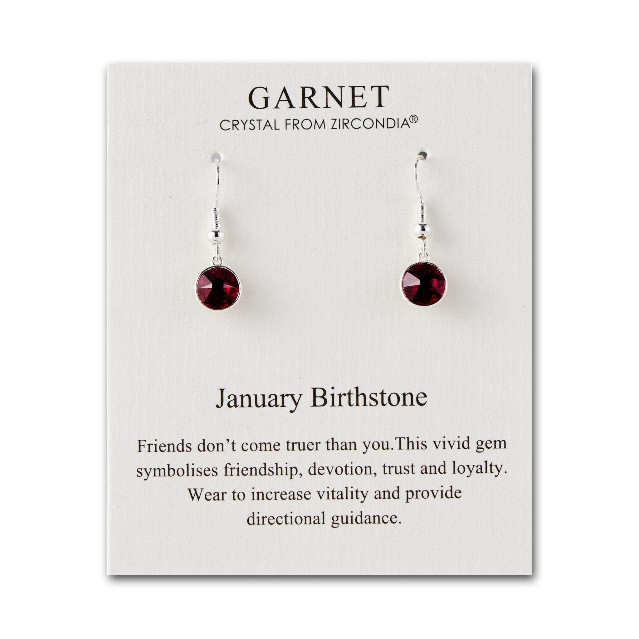 Garnet Zirconia Drop Earrings - January Birthstone Jewelry for Women