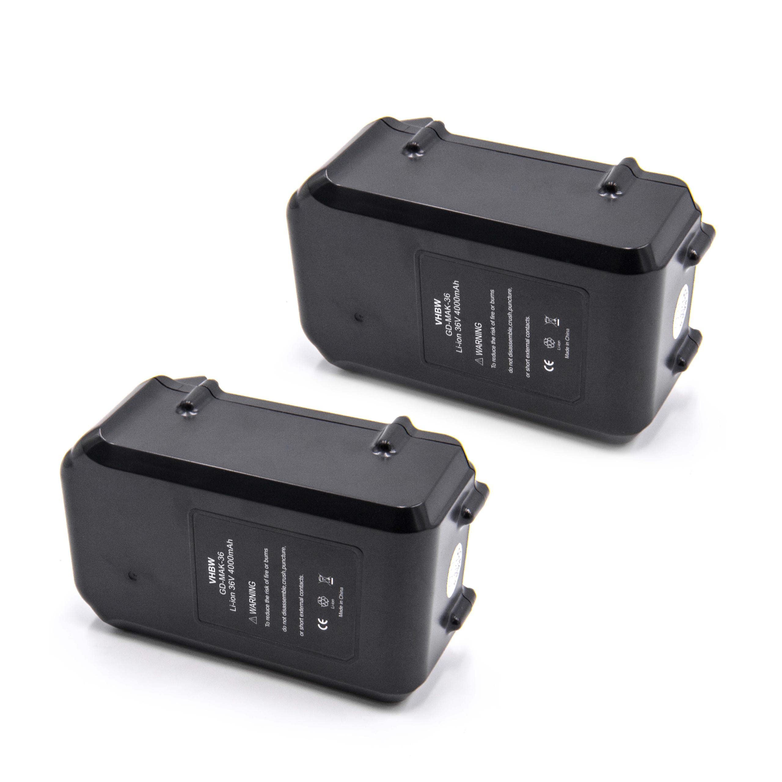 2X VHBW 4000mAh 36V Li-Ion Battery Compatible with Makita BUB360X, BUB360RDE, BUB360, BML360, BLM430ZX2C, BLM430Z, BLM430RDE - Power Tools Replacement Battery for Drills, Saws & Outdoor Equipment