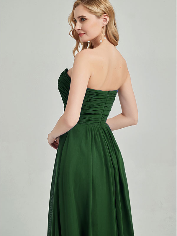 Dark Green Sweetheart Strapless Chiffon Maternity Bridesmaid Dress - Elegant Formal Gown for Weddings, Baby Showers & Special Occasions