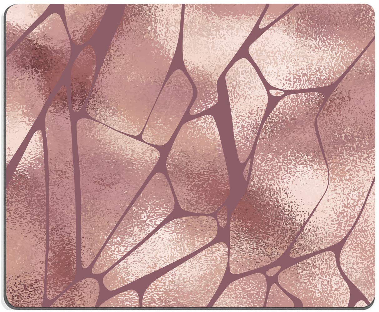 Premium Rose Gold Marble Gaming Mouse Pad - Non-Slip Rubber Base, Waterproof Geometric Design Mouse Mat for Office, Home & Travel (9.5