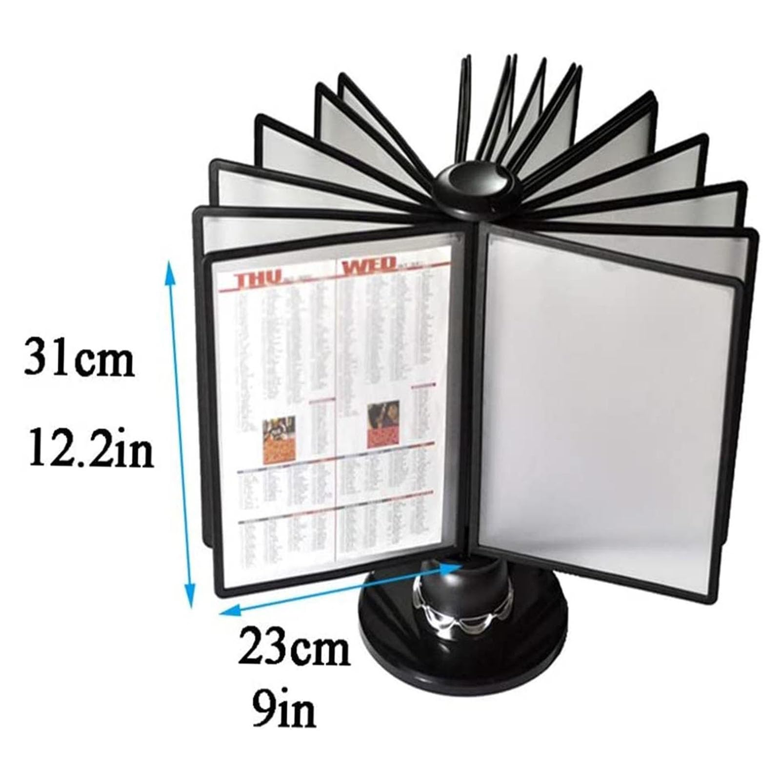 Rotating Desktop Document Holder - 20 Double-Sided Panels, 40 Sheet Capacity, Letter/A4 Size | Black Office Organizer for Files, Contracts & Reference Materials | Perfect for Desk Organization in Offices, Hotels & Home Workspaces