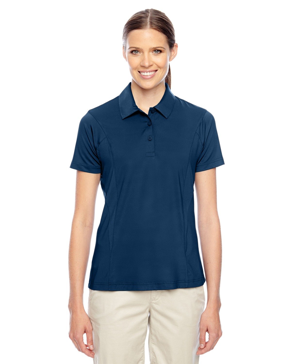 TEAM 365 Women's Performance Polo Shirt - Moisture Wicking, Breathable Golf & Tennis Top - Large Size in Sport Dark Navy - Perfect for Workouts, Golfing and Casual Wear