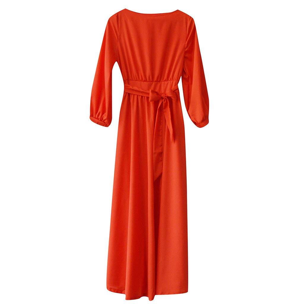 2022 Women's Casual Party Dresses with Lantern Sleeves & Belt - Elegant Long Solid Color Dresses for Beach Vacation, Evening Events & Summer Outfits
