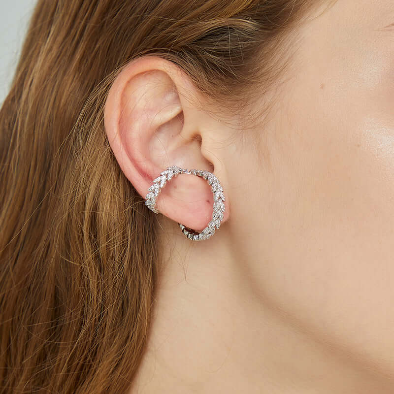 Sparkly Leaf Layering Ear Cuff - Trendy Gold/Silver Leaf Ear Cuff Jewelry for Women | Perfect for Parties, Weddings & Everyday Wear | R1194