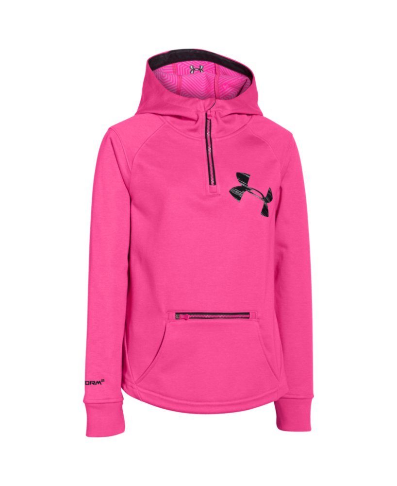 Under Armour Girls' Storm ColdGear Infrared Dobson ½ Zip Hoodie - Warm Winter Fleece Pullover for Kids Outdoor Sports & School Activities