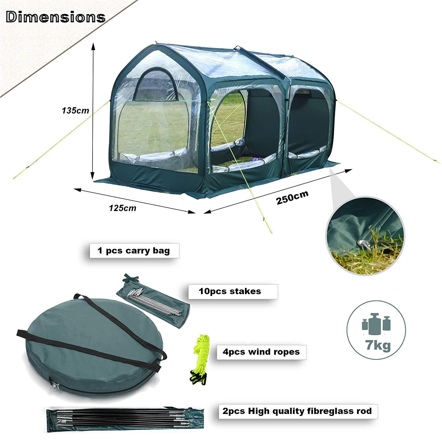 Porayhut Pop Up Greenhouse Cover - Mini Flower House for Gardening, Plant Protection from Cold & Frost - PVC Backyard Greenhouse for Plants & Flowers - Perfect for Indoor/Outdoor Gardening, Seed Starting & Winter Plant Care