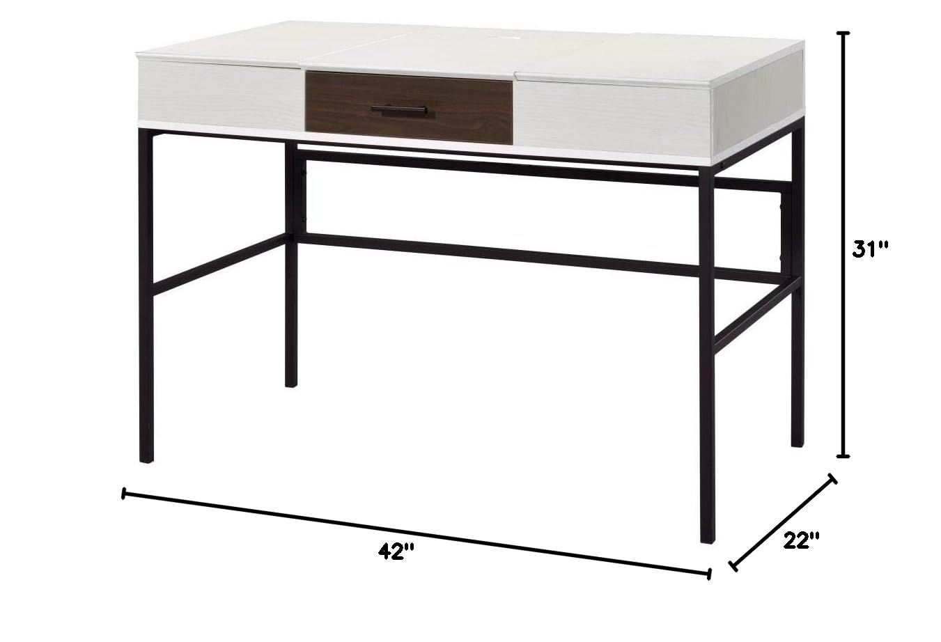 Acme Verster Modern Writing Desk with Built-in USB Ports - Natural & Black Finish 93090 - Perfect for Home Office, Study, and Workspace Organization
