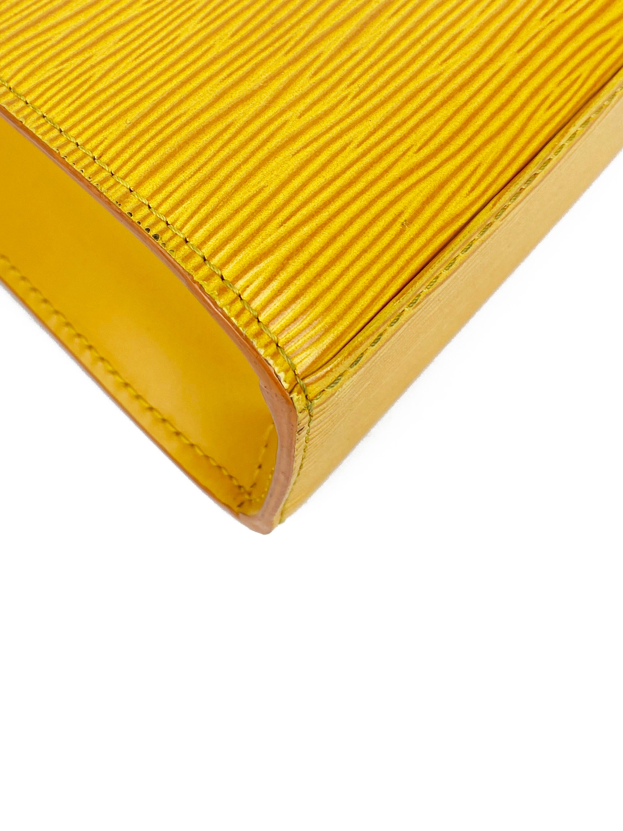 Authentic Louis Vuitton Yellow Epi Leather Malesherbes Top Handle Handbag for Women | Luxury Designer Shoulder Bag for Work, Travel & Special Occasions