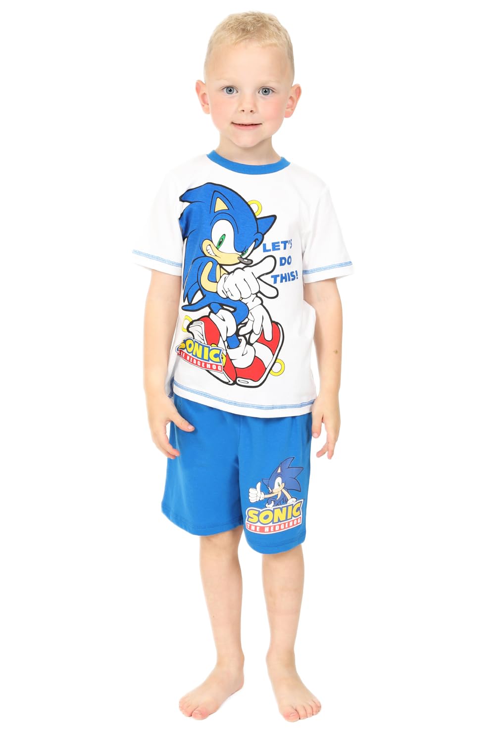 Sonic the Hedgehog Let's Do This Gamer Cotton Pajamas for Boys - Soft & Comfortable White Sleepwear for Kids, Gaming & Sleepovers