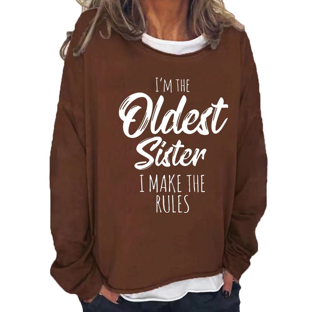 Oldest Sister Rules Sweatshirt - Navy Blue Crewneck for Women | Family Gift