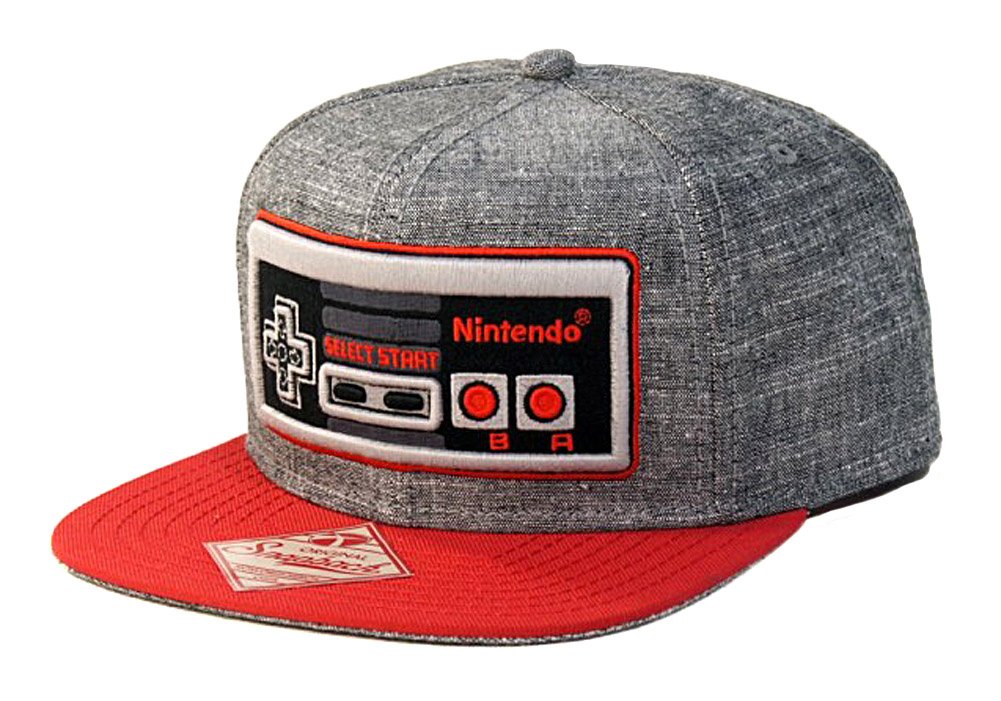 Nintendo Controller Snapback Hat - Gray and Red Adjustable One Size Fits All - Perfect for Gaming, Cosplay, and Casual Wear