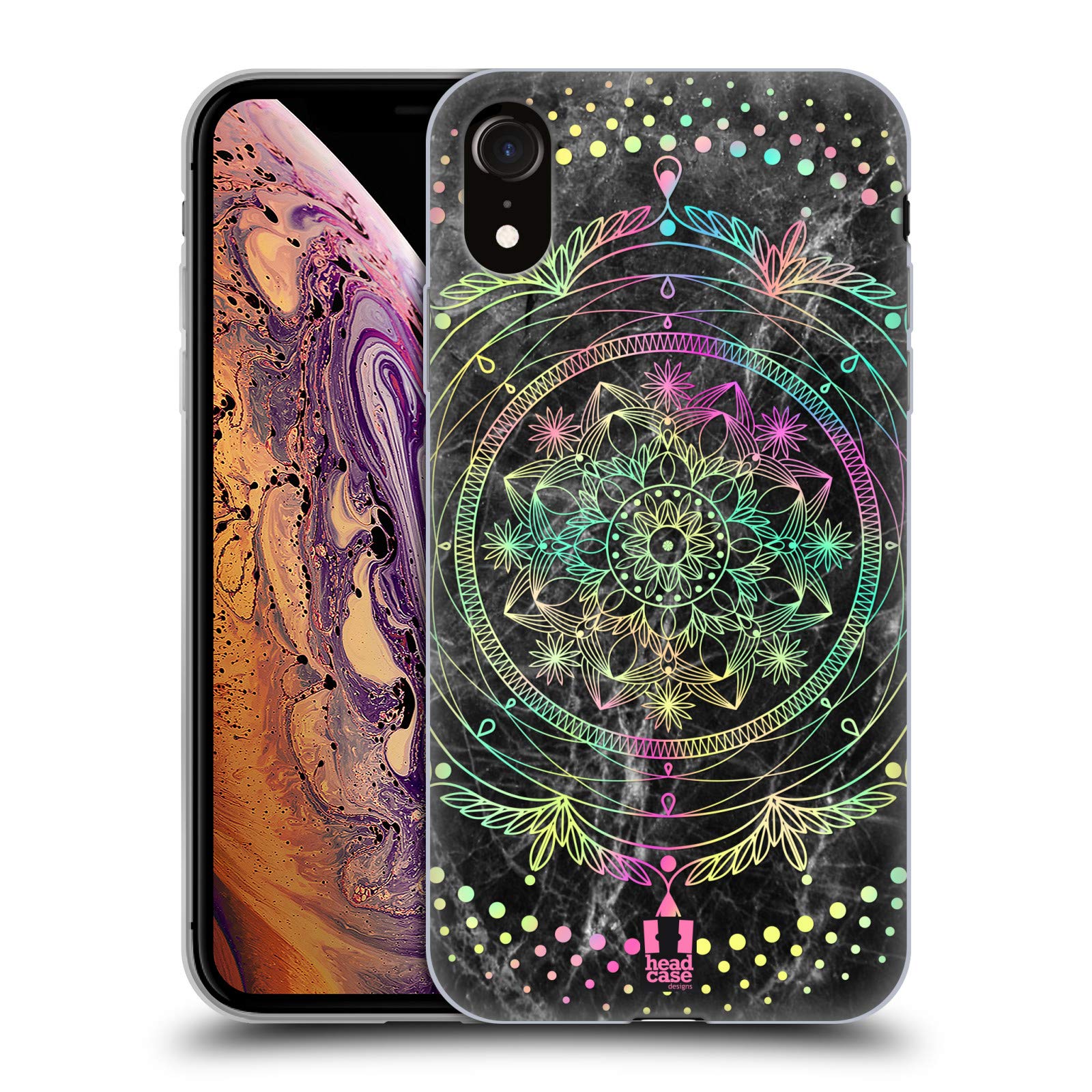 Pastel Marble Mandala Soft Gel Phone Case for Apple iPhone XR - Trendy Protective Cover with Stylish Design for Everyday Use & Gift Giving