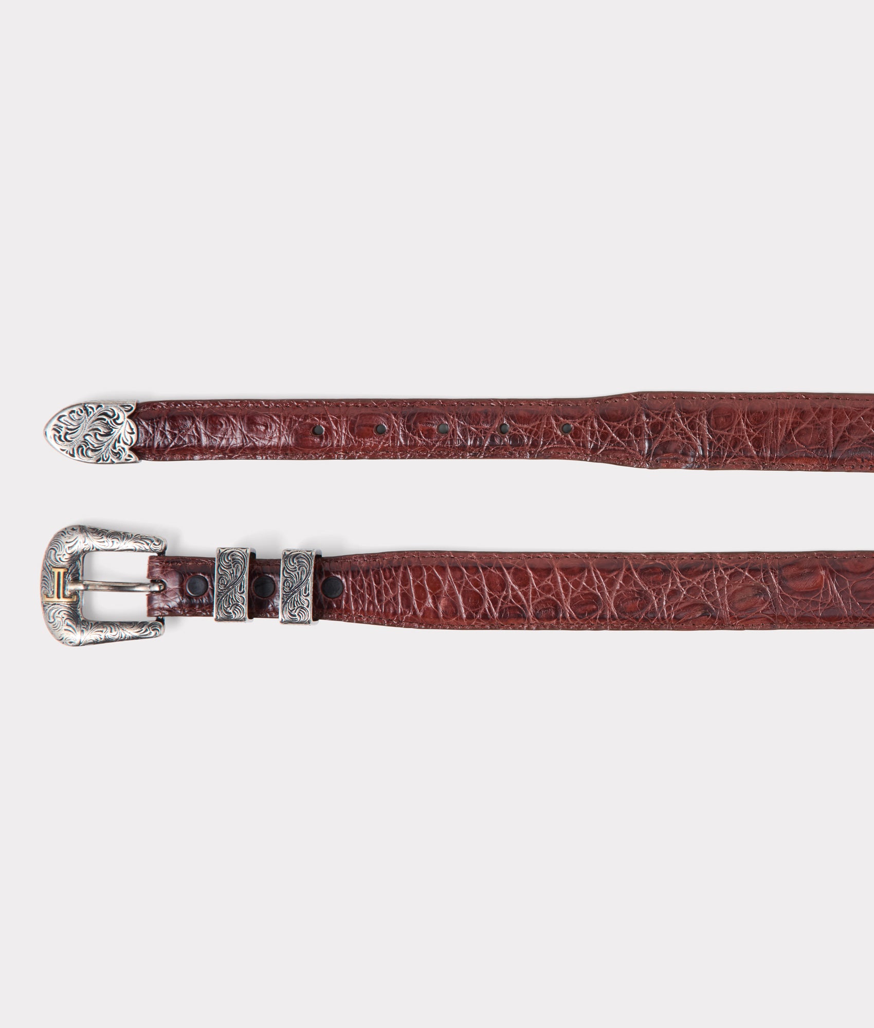Premium Ultra Belly Caiman Leather Tapered Belt in Sienna Brown – Perfect for Business Casual & Formal Outfits