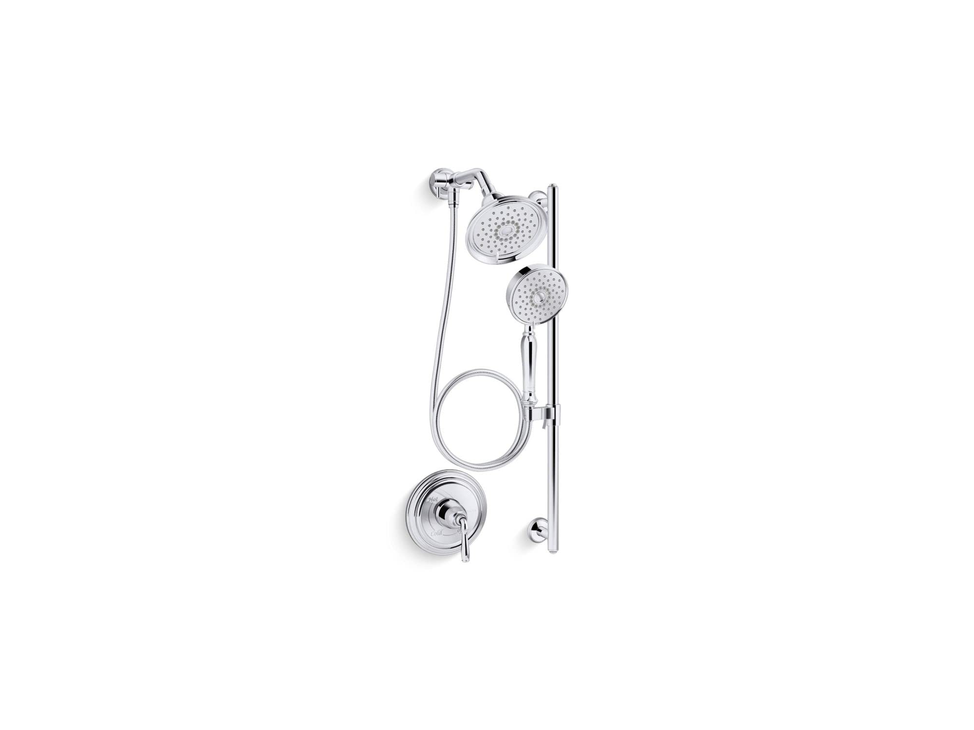 KOHLER Bancroft Essentials Performance Shower Package - 2.5 GPM Water-Saving Showerhead with Polished Chrome Finish for Modern Bathroom & Spa-Like Shower Experience