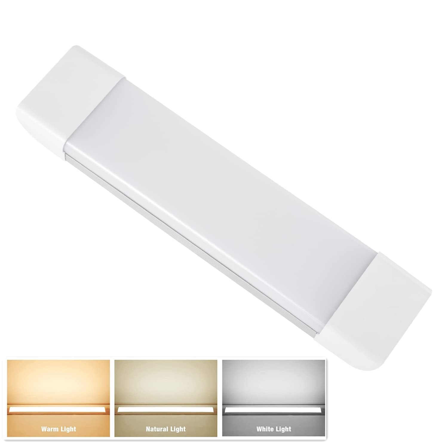 Papsbox 1Ft LED Shop Light - 3000K/4000K/6500K Adjustable Color Temperature, 18W Dimmable Linear LED Tube Light Fixture for Home, Office & Commercial Use - Perfect for Garages, Workshops, Retail Stores and Modern Lighting Solutions