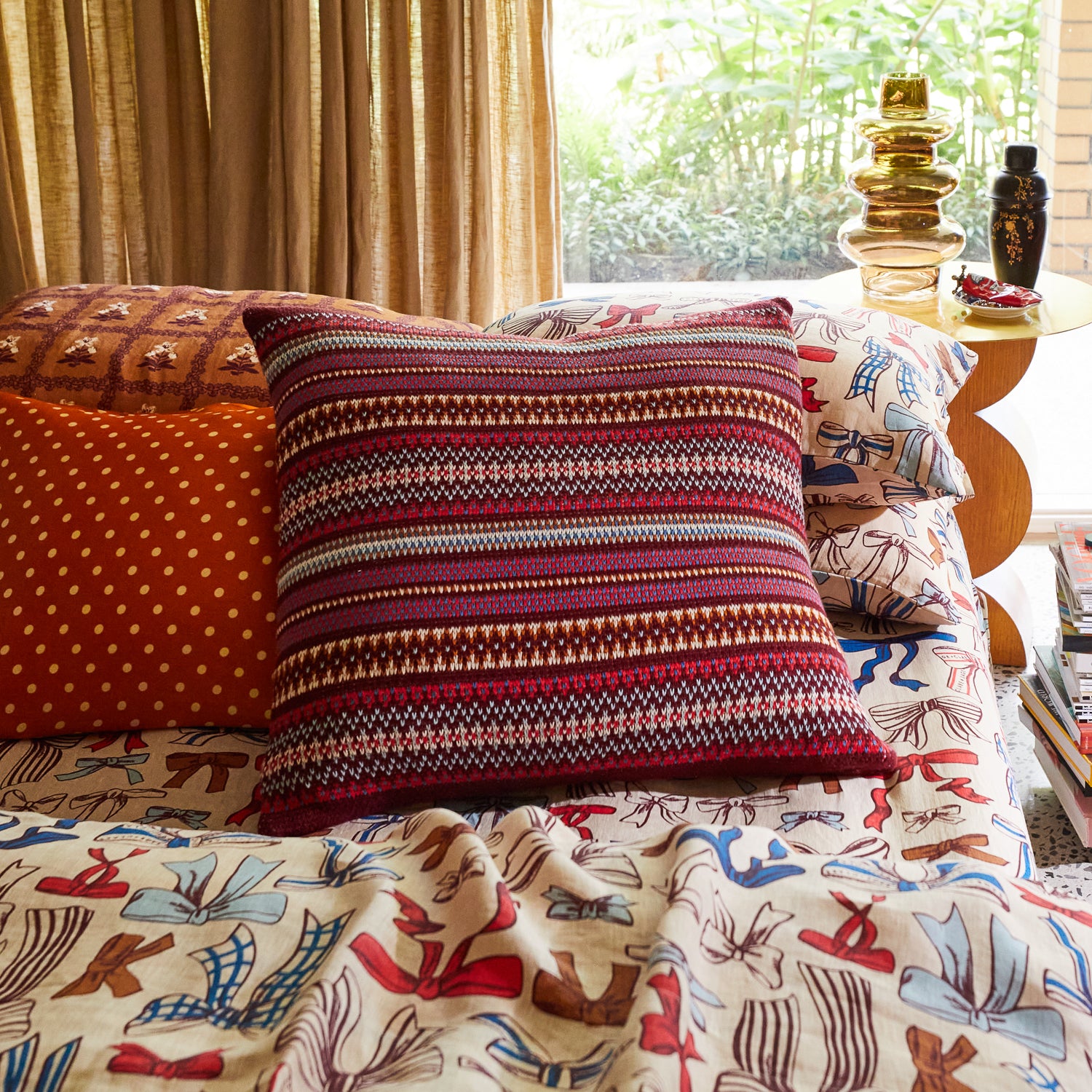 Arlette Knit Cushion - Soft Bohemian Throw Pillow Cover in Rich Mahogany Brown | Perfect for Sofa, Bed & Home Decor