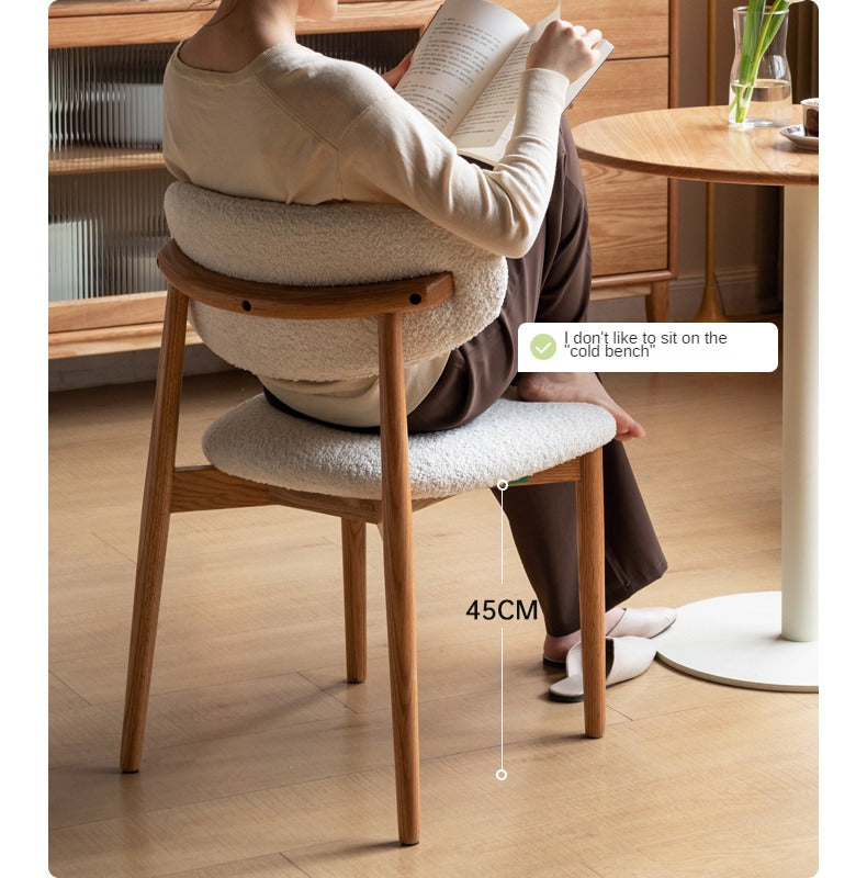 Solid Oak & Ash Wood Dining Chair with Lamb Velvet Cloud Cotton Upholstery - Comfortable Modern Farmhouse Style Seating for Kitchen, Dining Room & Breakfast Nook