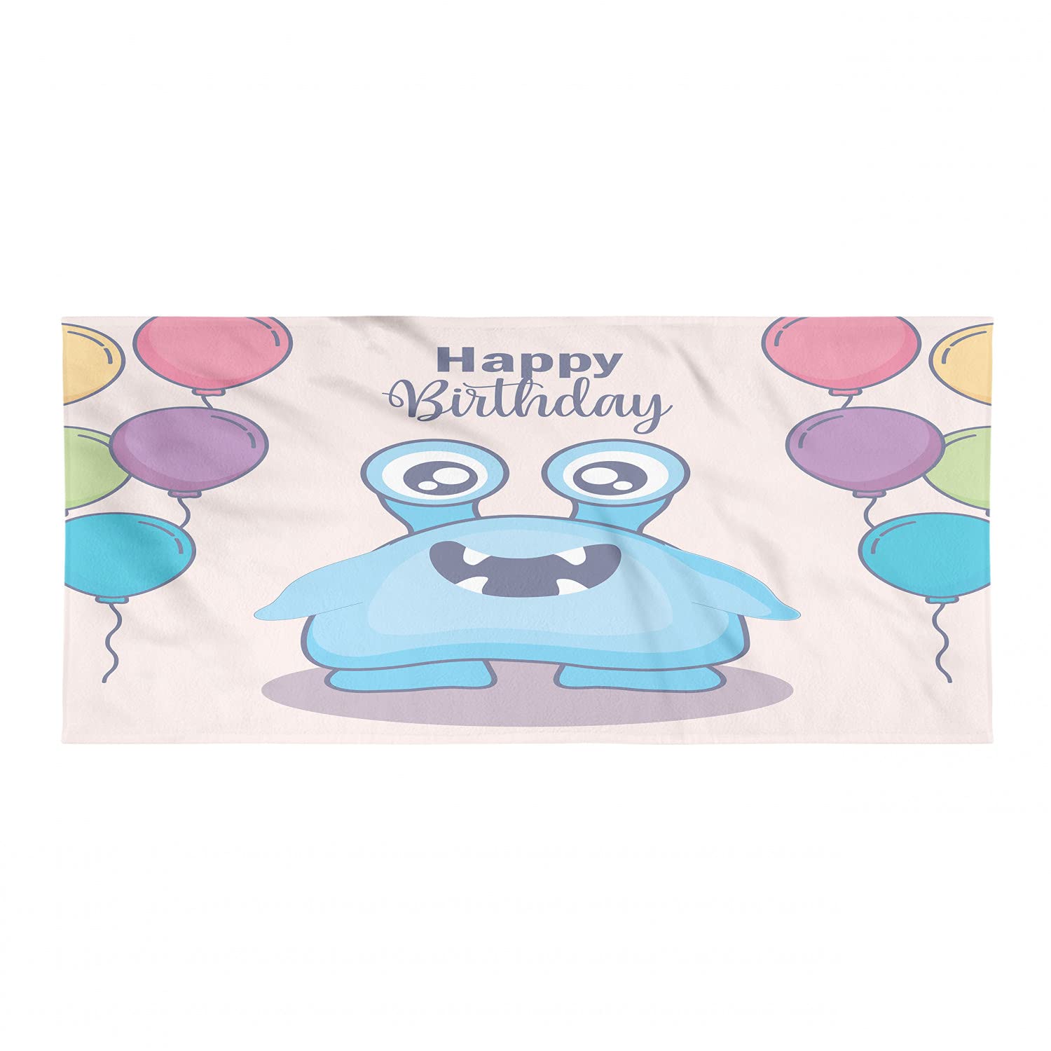 Ambesonne Alien Camping Towel - Funny Monster Birthday Design | Quick-Dry Lightweight Microfiber Travel Towel for Backpacking, Hiking & Beach | Compact Outdoor Accessory for Camping, Gym & Pool Use
