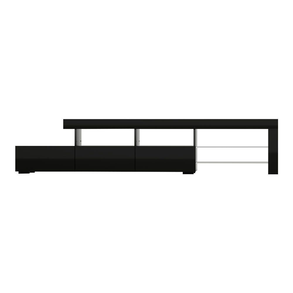 Artiss 215cm Black Caya Entertainment TV Stand with LED Lighting - Perfect for Living Room, Home Theater & Media Storage