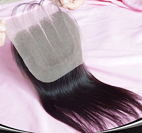 DaJun Hair 7A Grade 3-Part 4x4 Lace Closure with Premium Peruvian Remy Human Hair Weave Bundles - 4 Piece Set in Natural Straight & Natural Color | Perfect for Protective Styles, Sew-In Weaves & Everyday Wear