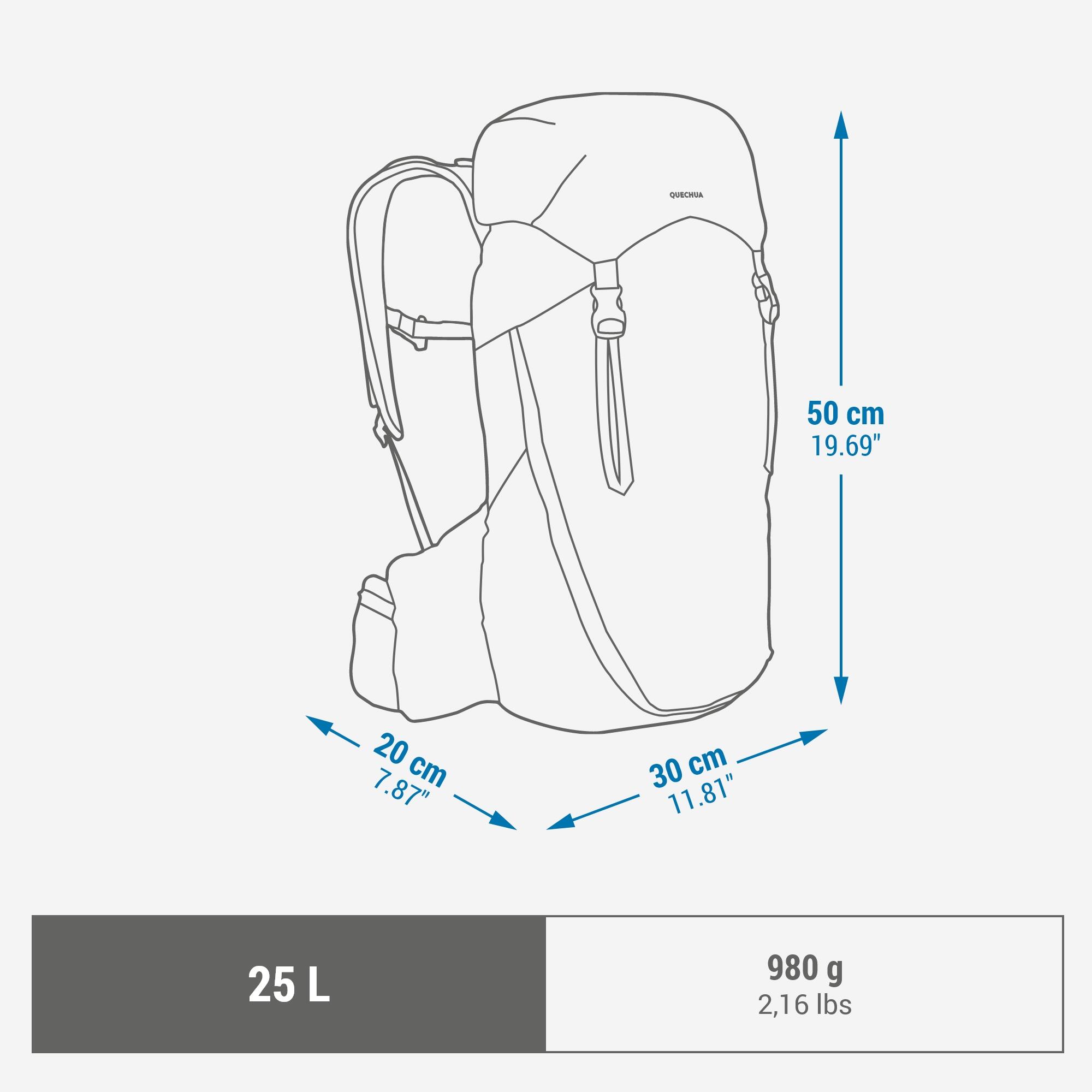 Quechua MH900 25L Lightweight Hiking Backpack for Men & Women - Waterproof Daypack for Outdoor Camping, Travel & Trekking