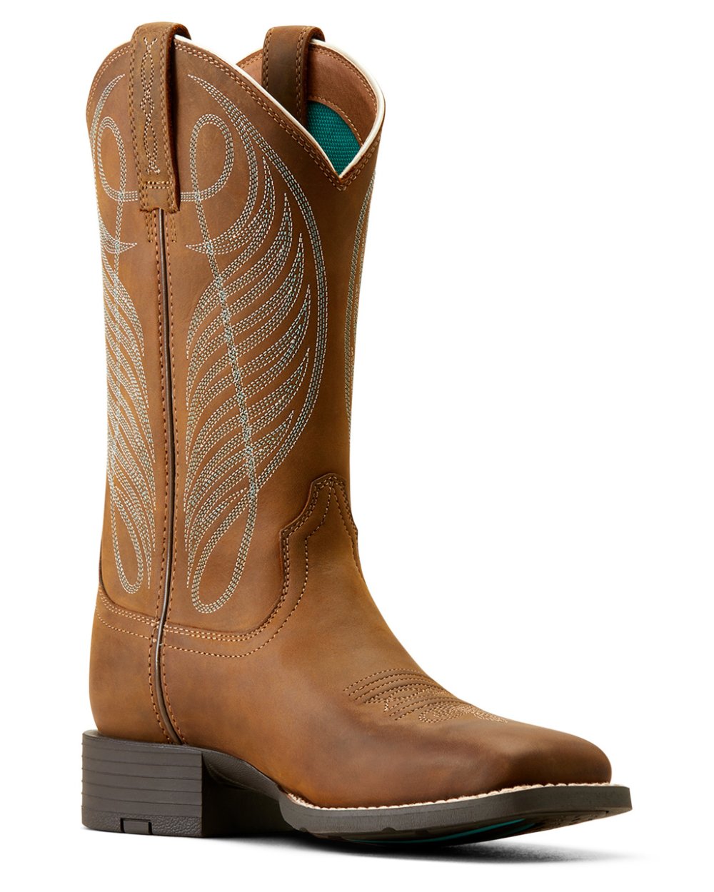 Ariat Women's Round Up Wide Square Toe Western Boots - Comfortable Cowgirl Boots for Riding, Work & Country Fashion | Durable Leather & Cushioned Footbed