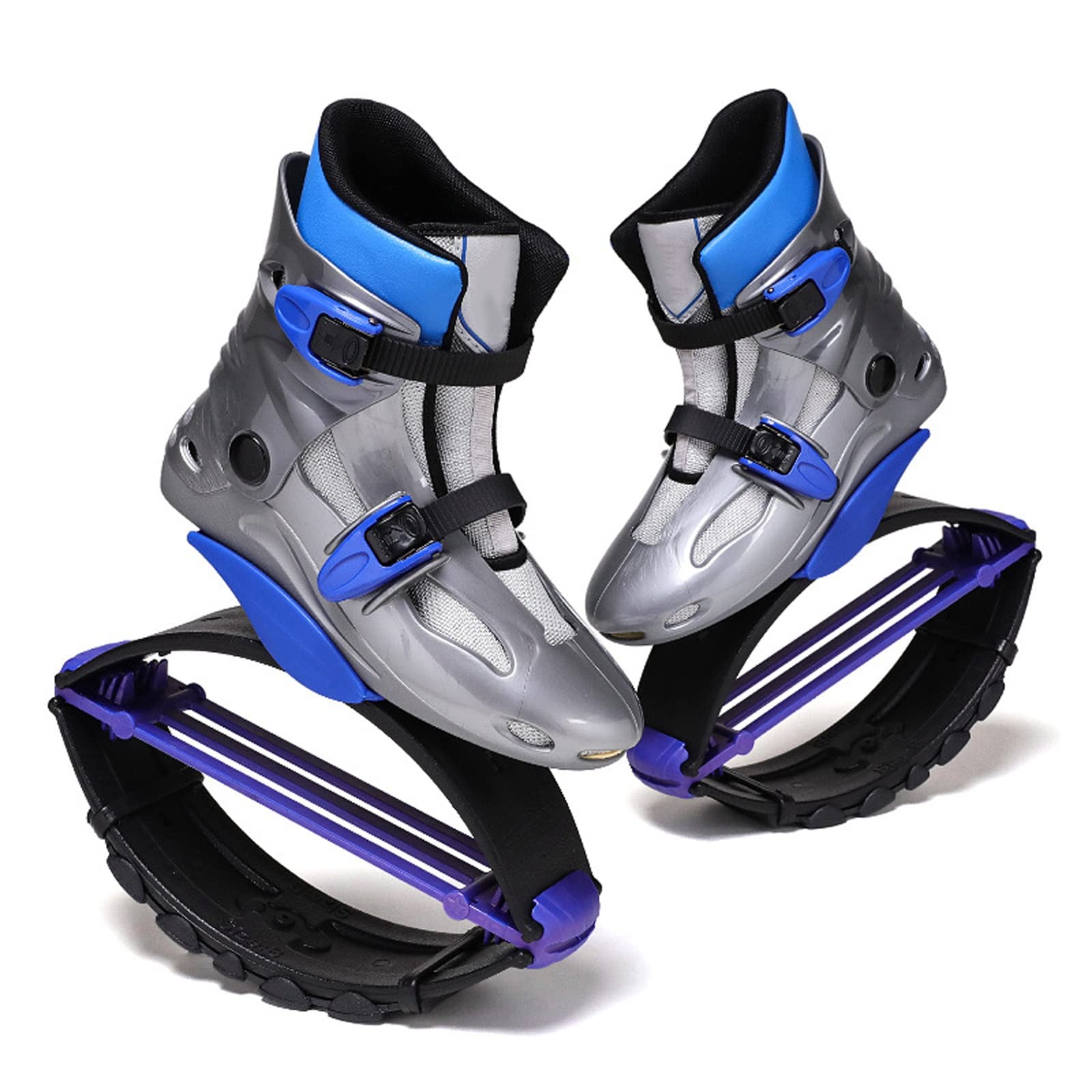 Lijack Bounce Shoes for Adults - High Performance Jumping & Bouncing Shoes for Fitness, Exercise & Workouts - Comfortable Non-Slip Design (Blue/Silver, X-Large/1 Pair) - Perfect for Gym, Parkour, Cardio & Outdoor Training