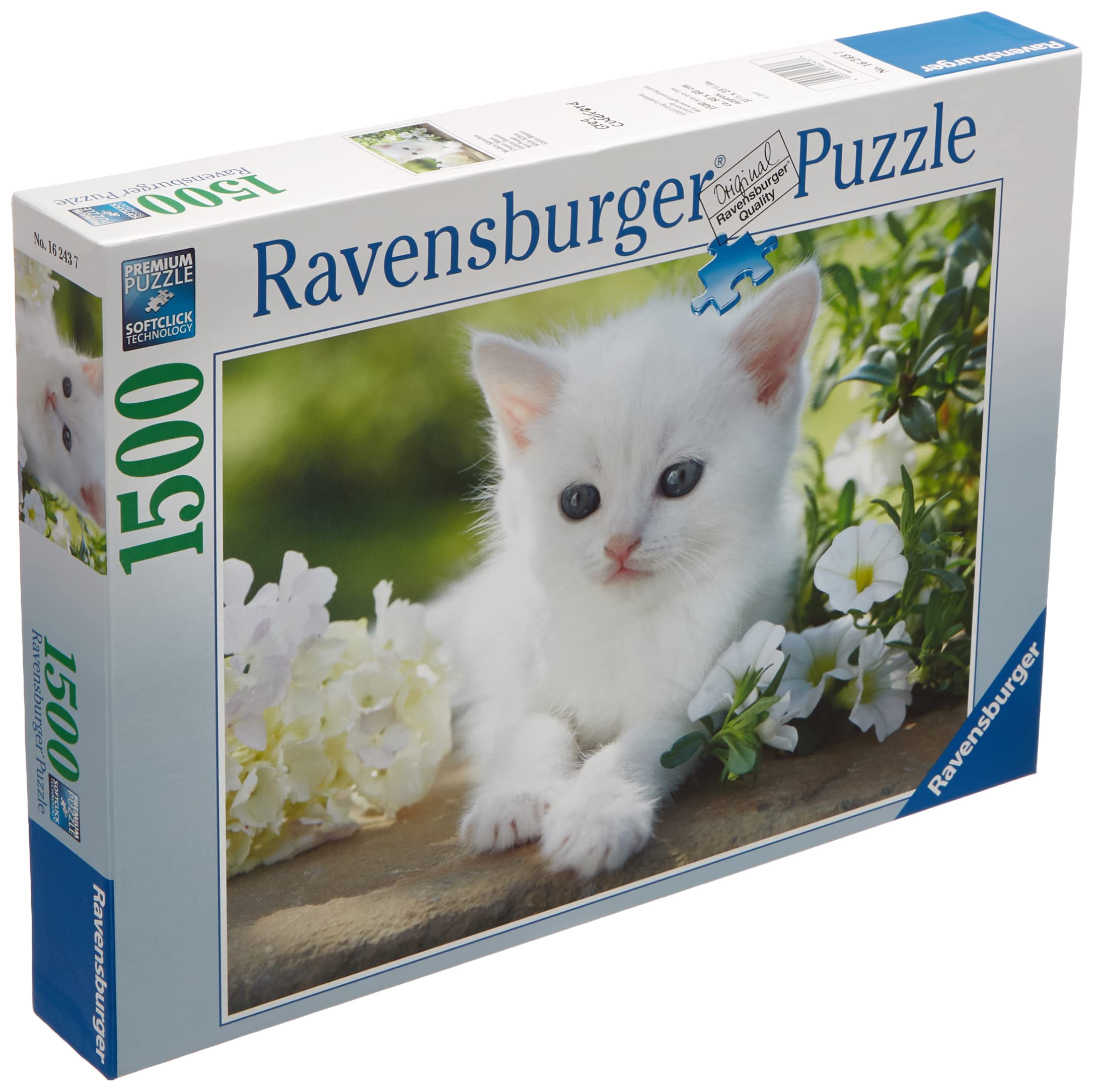 Ravensburger 1500 Piece Adult Jigsaw Puzzle - White Kitten (16243) - Perfect for Family Game Night & Relaxation