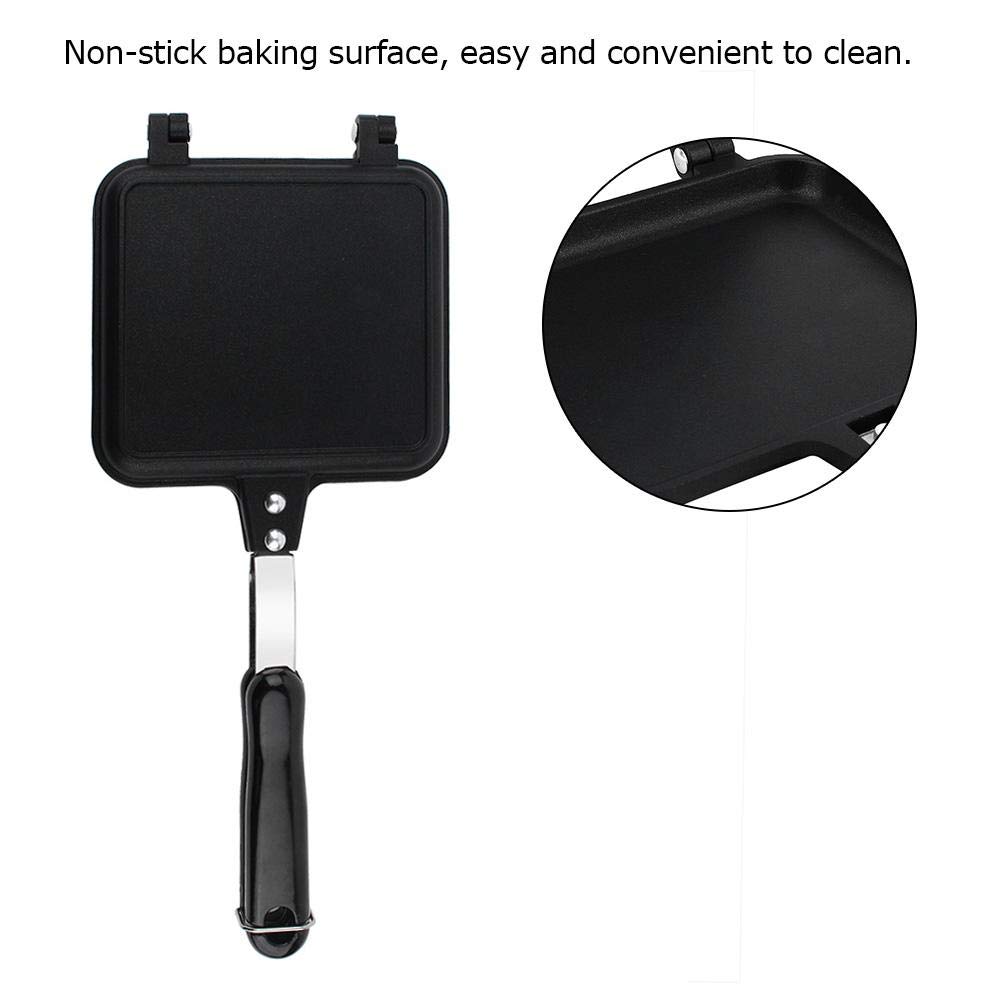 Dual-Sided Non-Stick Frying Pan & Waffle Maker for Toast, Sandwich, Pancake - Perfect for Breakfast, Snacks & Camping Cooking