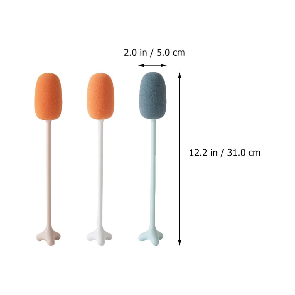 3-Pack Long Handle Cleaning Brushes for Cups, Glasses & Bottles - Durable Plastic Dishwashing Sponge Brushes for Kitchen, Home & Office Use