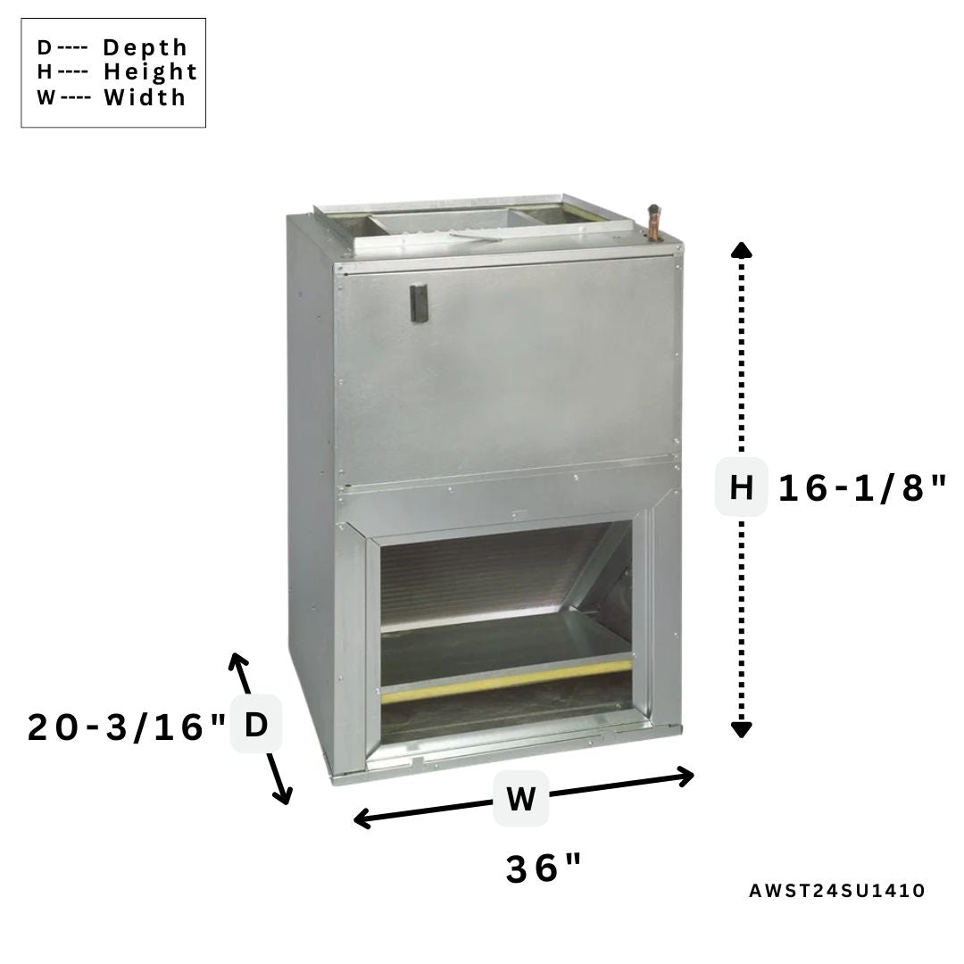 2 Ton Wall Mount Air Handler with Multi-Speed Motor - High Efficiency Cooling & Heating System (Model AWST24SU1410) for Home, Office, and Commercial Spaces