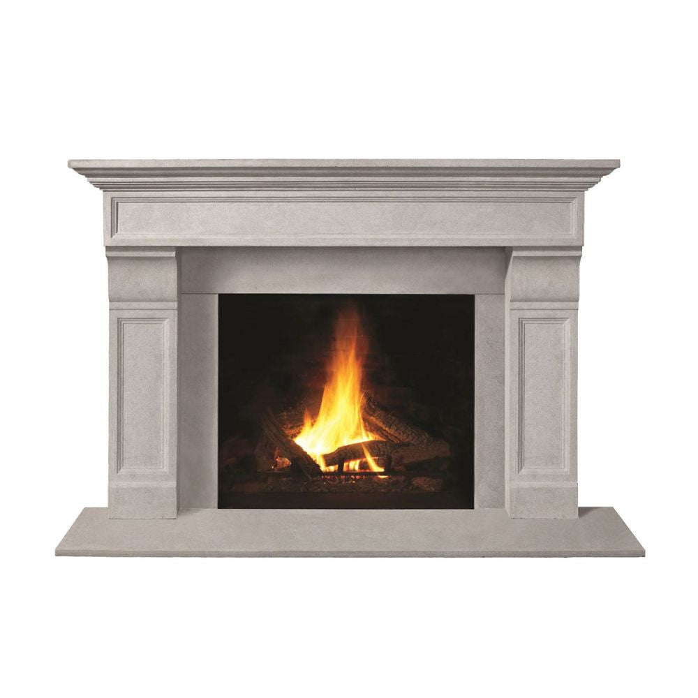 Omega 1111.511 GS 77-Inch Cast Stone Fireplace Mantel Surround - Classic 3-Piece Set for Living Room & Dining Room Home Decor