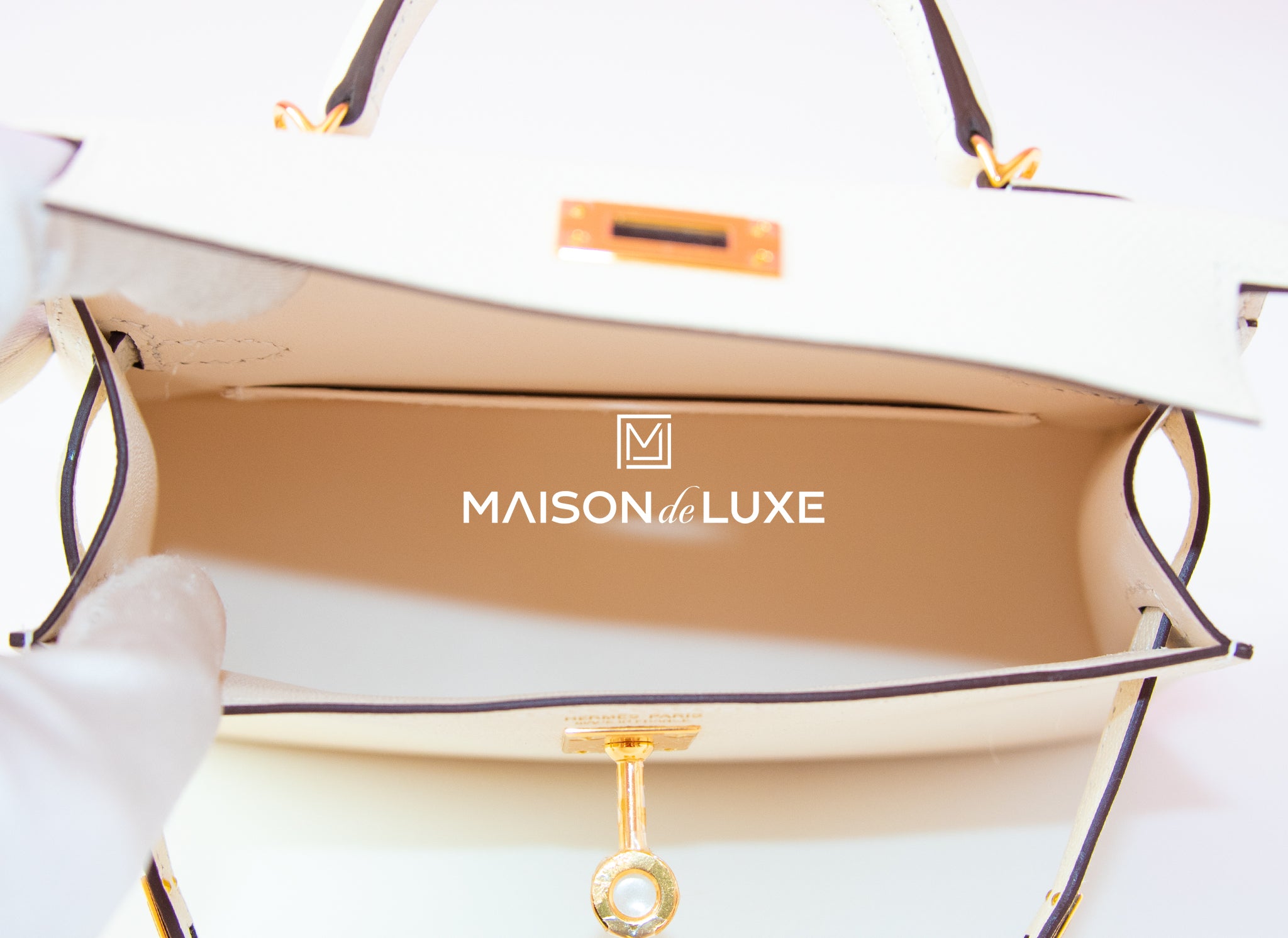 Hermes Mini Kelly II 20 Handbag in Nata Epsom Leather with Gold Hardware - Perfect for Evening Events & Luxury Fashion Accessories