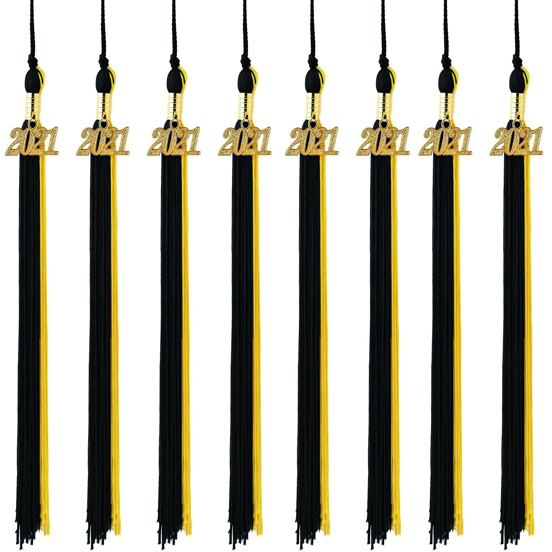 2021 Graduation Tassel with Gold Charm - Double Color Cap Tassel for High School & College Graduation Ceremony - Perfect for Graduation Gowns, Photo Props & Commencement Decorations