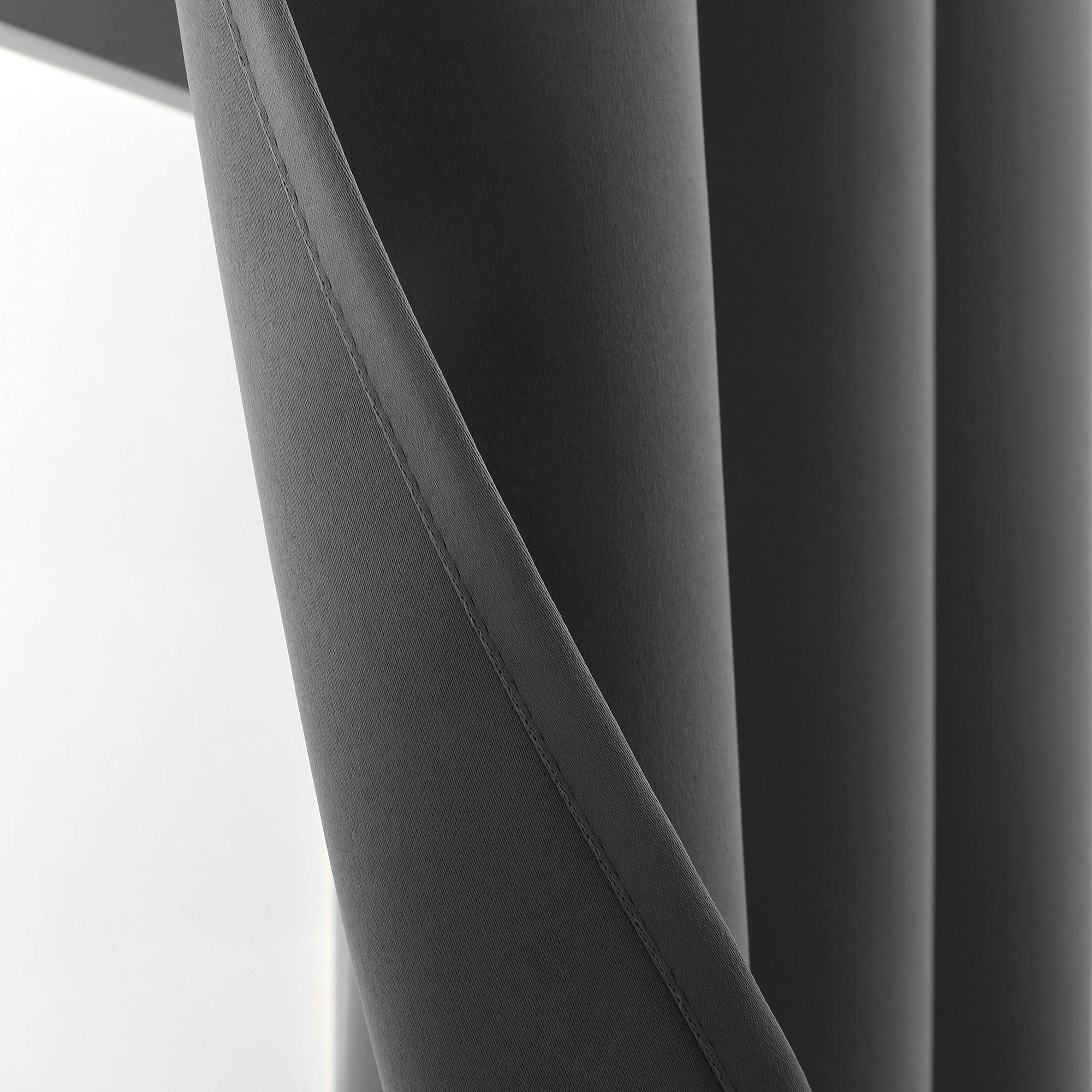 30 Inch Dark Gray Thermal Insulated Tier Curtains for Kitchen - 1 Pair, 34x30 Inches, Smooth Grommet Top, Short Window Drapes for Kids Bedroom, Basement & Loft - Energy Saving, Noise Reducing & Blackout for Better Sleep & Privacy