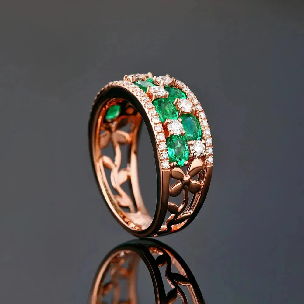 18K Gold 1.65ct Emerald & 0.67ct Natural Diamond Engagement Ring for Women - Luxury Wedding Jewelry, Anniversary Gift, Proposal Ring - Perfect for Bridal, Valentine's Day & Special Occasions