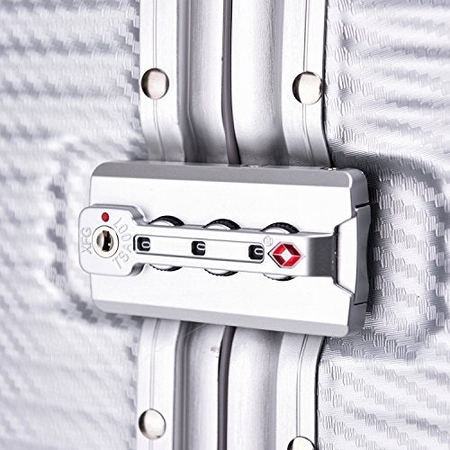 26 Inch Aluminum Frame Hardshell Spinner Suitcase with TSA Lock - Durable PC Luggage for Travel, Business Trips & Vacations (Silver)