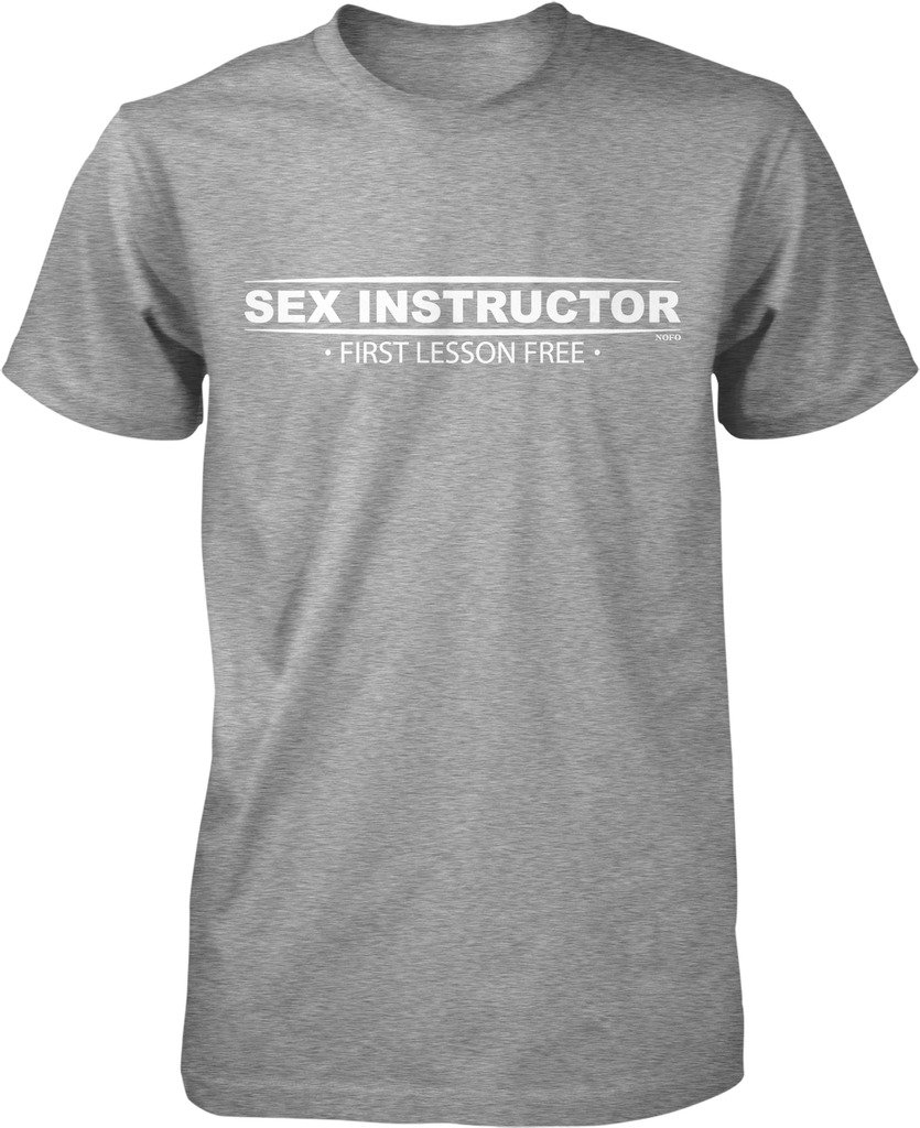 Sex Instructor First Lesson Free Funny Men's T-Shirt - Perfect for Comedy Gifts, Bachelorette Parties & Casual Wear