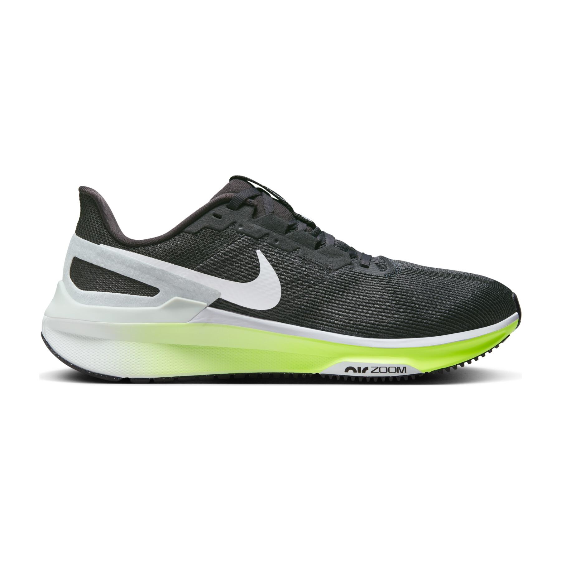 Nike Men's Structure 25 Running Shoes - Black/White/Volt/Pure Platinum | Lightweight Cushioned Support for Road Running & Training | Perfect for Marathon, Jogging & Gym Workouts