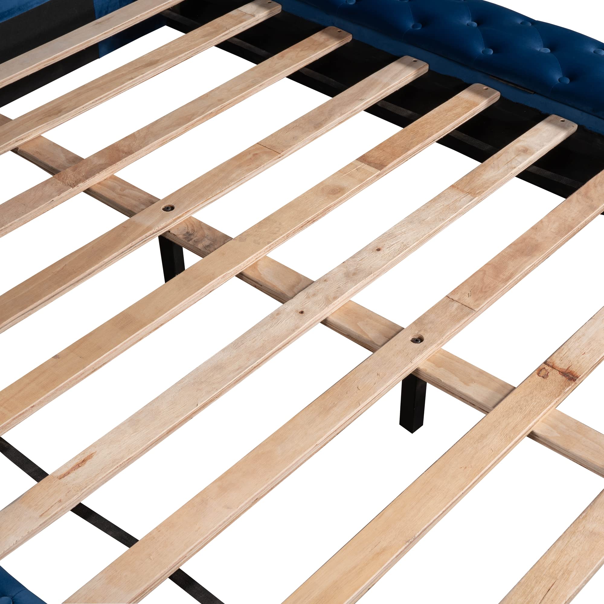 Luxury Velvet Upholstered Full Size Platform Bed with Deep Button Tufting & Side Storage - 80