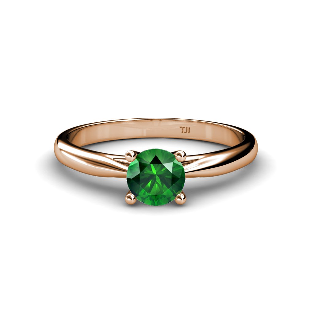 0.75ct Natural Emerald Solitaire Ring in 14K Rose Gold - Elegant Engagement, Wedding & Anniversary Jewelry Gift for Her
